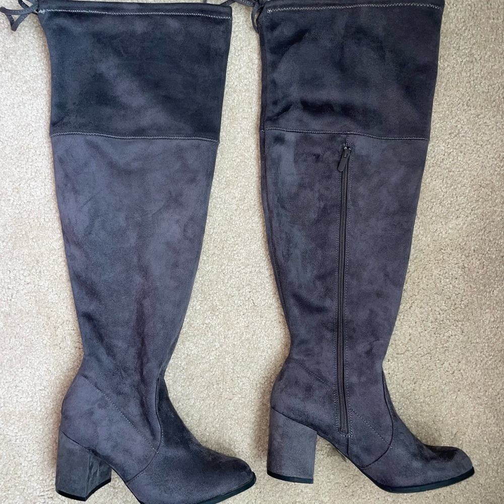 Dark gray wide calf boots